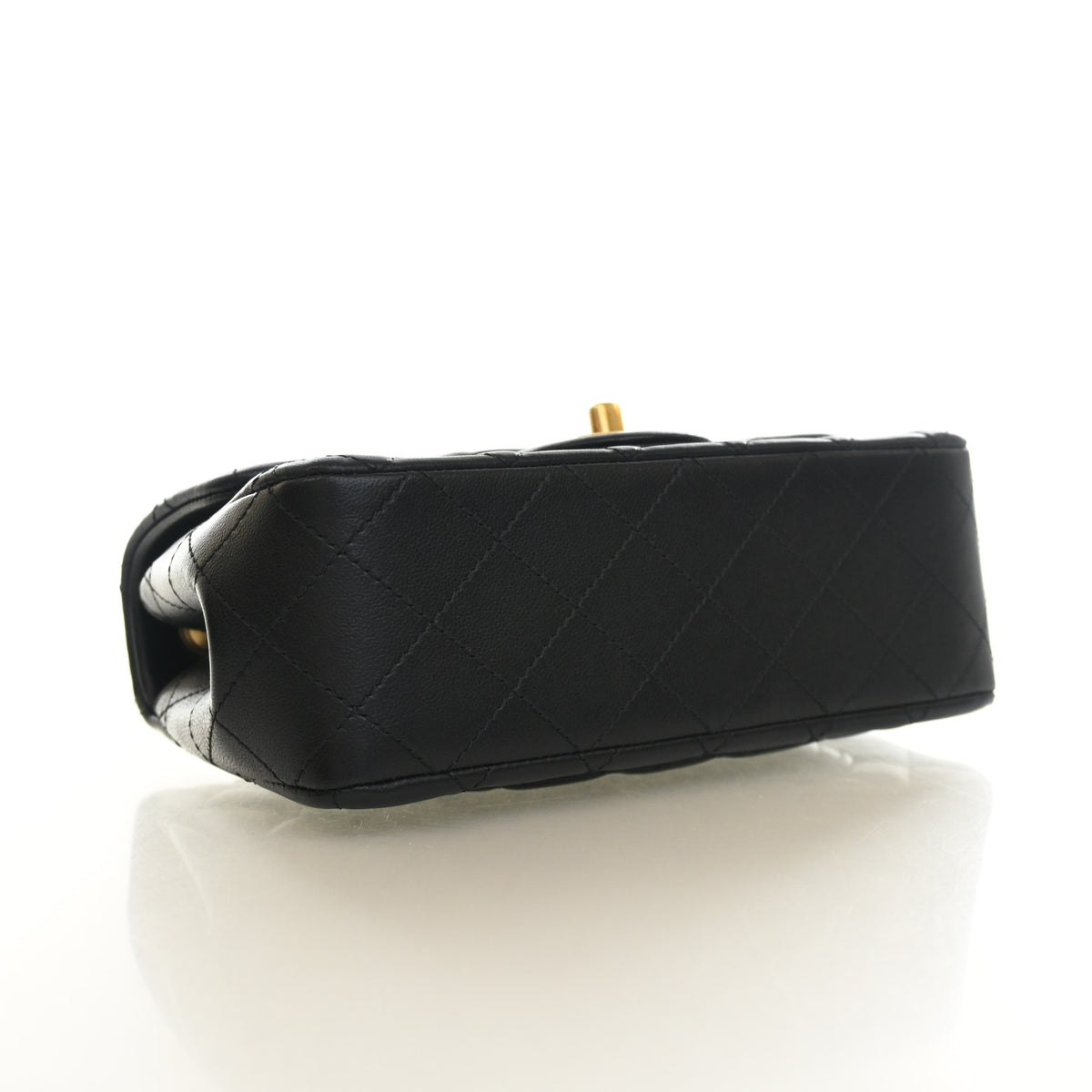 Pre-Owned Chanel Flap Bag Mini Lambskin Camellia Pearl Crush Rectangular, base and feet view