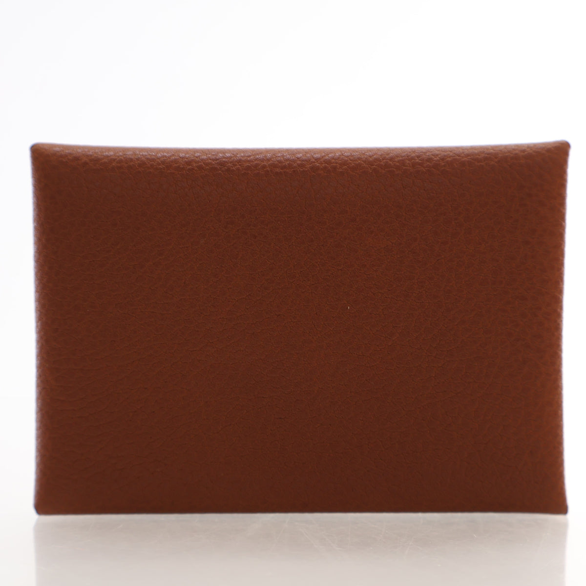 Pre-Owned Hermès Card Holder Fauve Barenia Leather Calvi Duo, back view