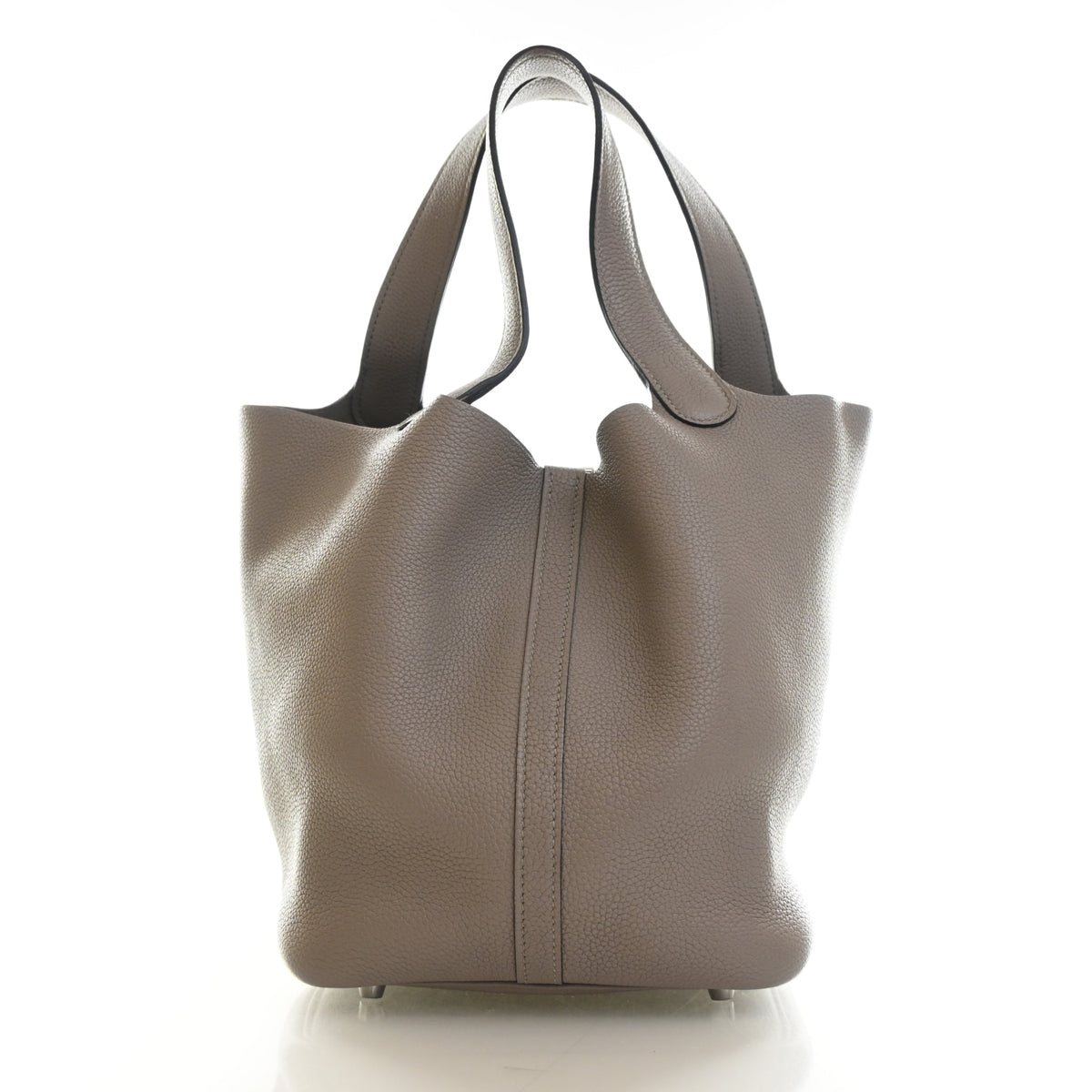 Pre-Owned Hermès Picotin Lock 22 Gris Asphalte Clemence Leather, front view