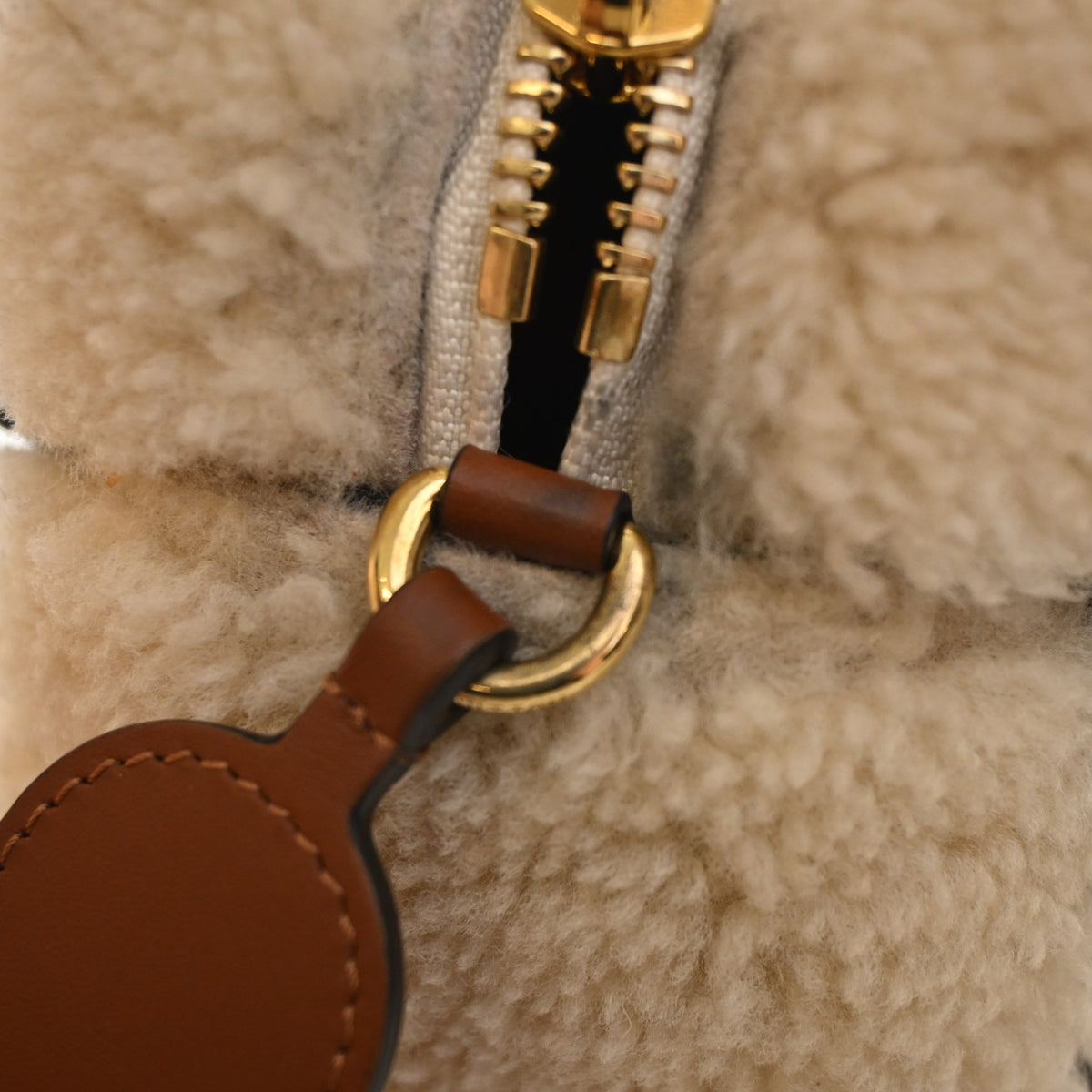 Pre-Owned Louis Vuitton Monogram Teddy Beach Pouch, gold hardware close-up
