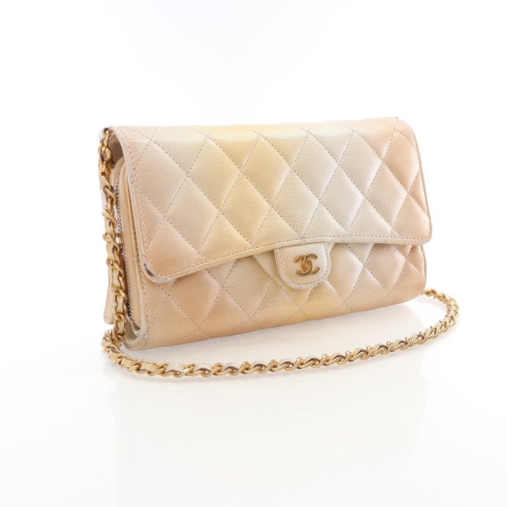 Chanel Metallic Lambskin Phone Holder Wallet On Chain (WOC)