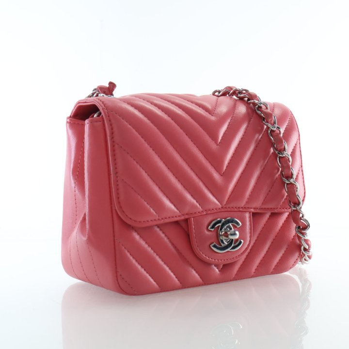 Chanel Mini Lambskin Chevron Square Classic Flap Bag