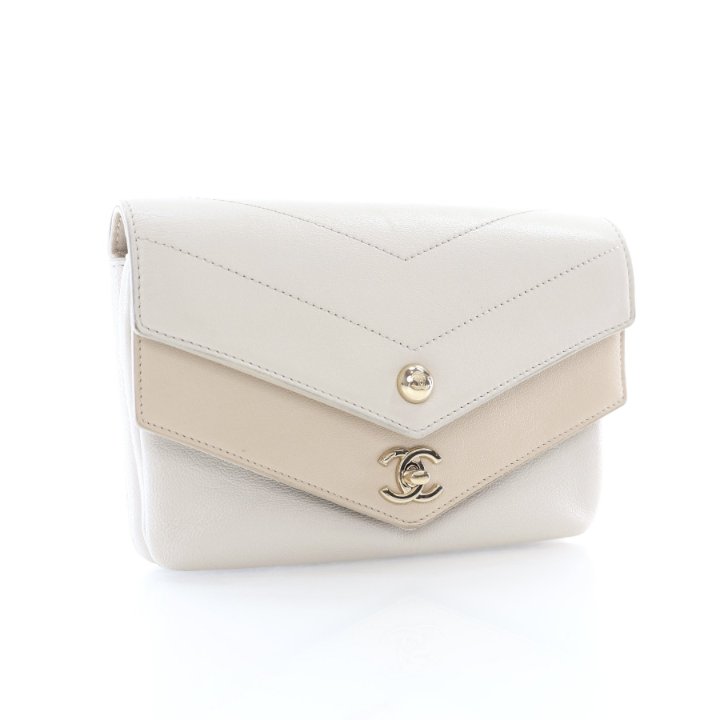 Chanel Mini Lambskin Chevron Double Waist Bag