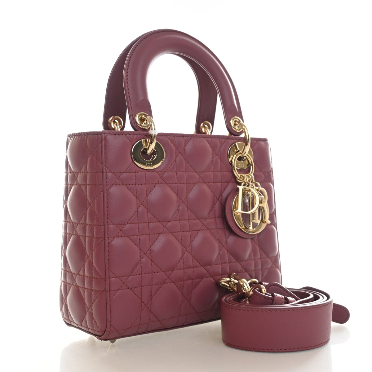 Pre-Owned Christian Dior Lady Dior Small Lambskin My Abcdior, three-quarter view