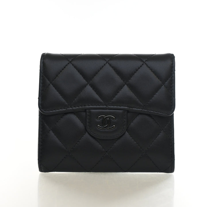 Chanel Lambskin So Black Compact Flap Wallet