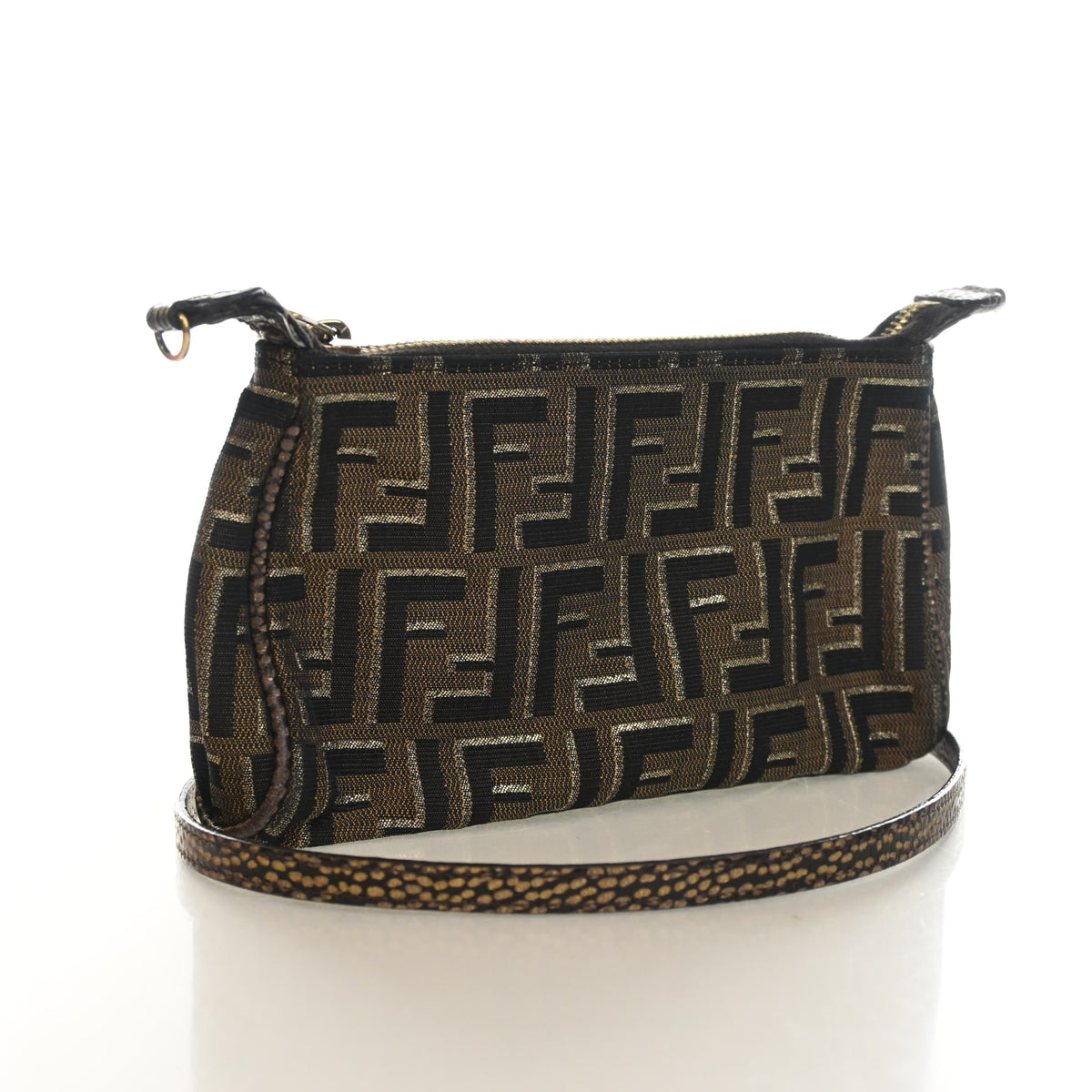 Pre-Owned Fendi Zucca Crossbody Pouch, front view, authenticated at Luxe Du Jour