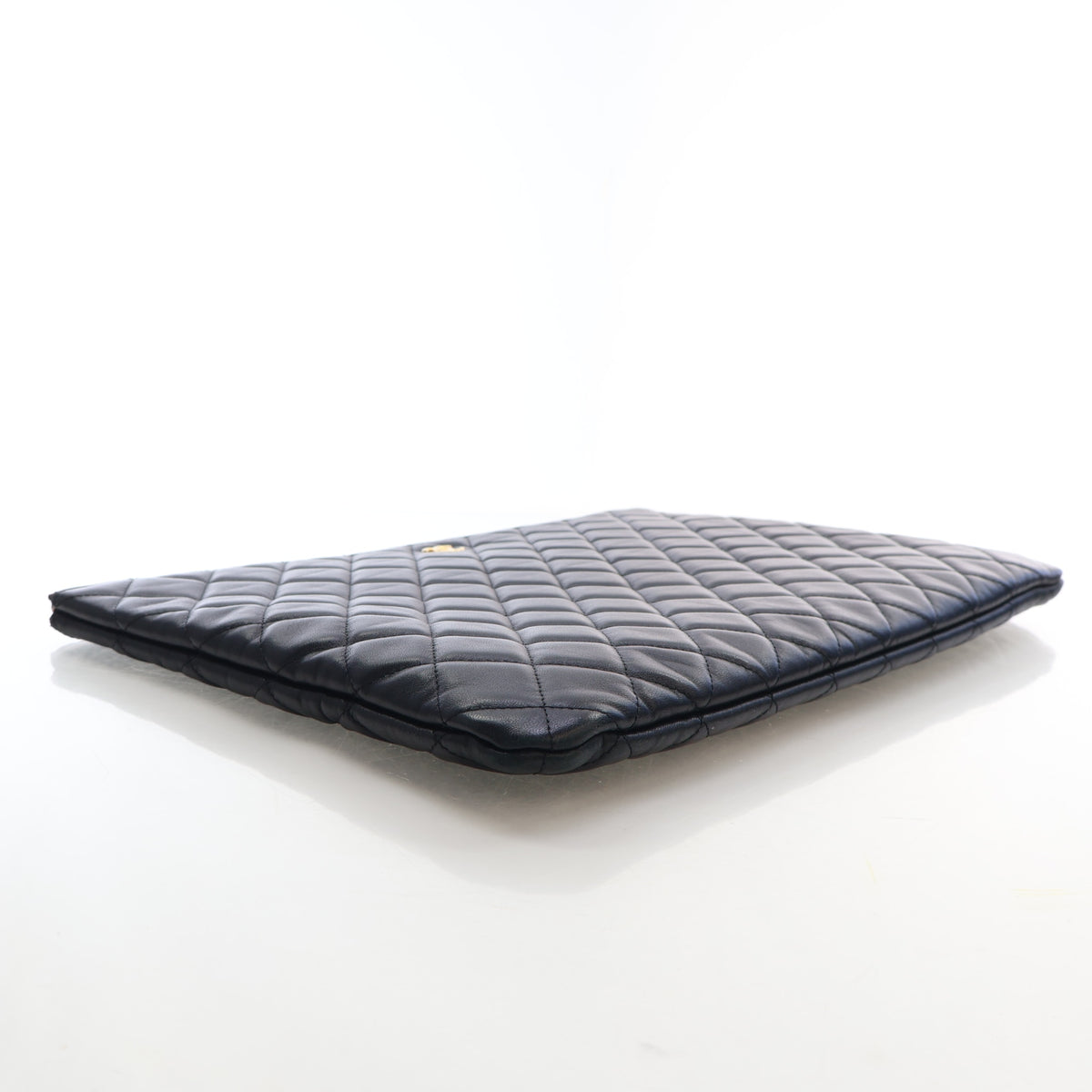 Pre-Owned Chanel Large Lambskin Pouch, side profile