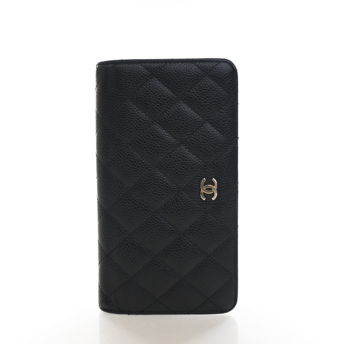 Pre-Owned Chanel Wallet Caviar Leather Long Bi Fold, front view, authenticated at Luxe Du Jour