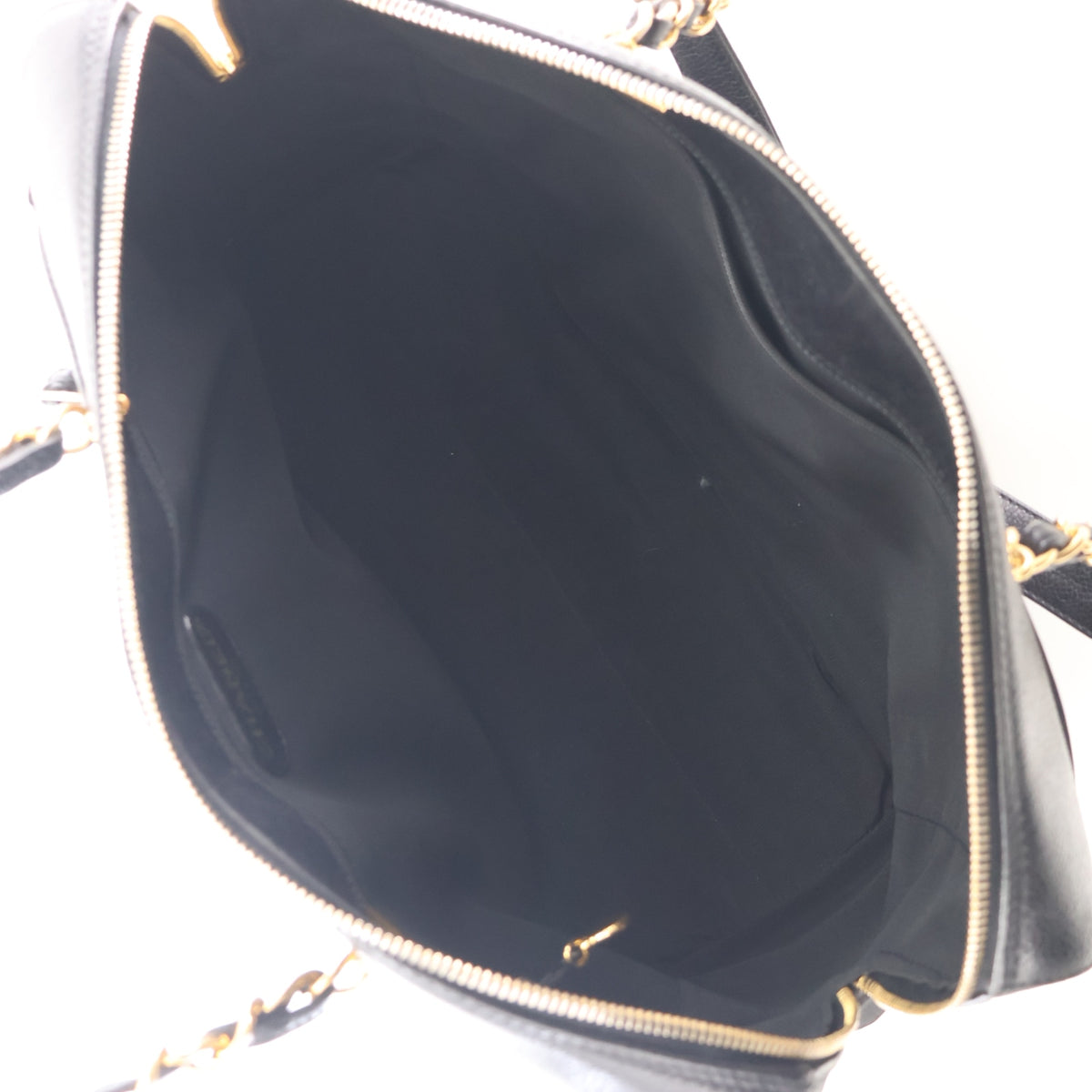 Vintage Chanel Caviar Leather Bowling Bag, open interior