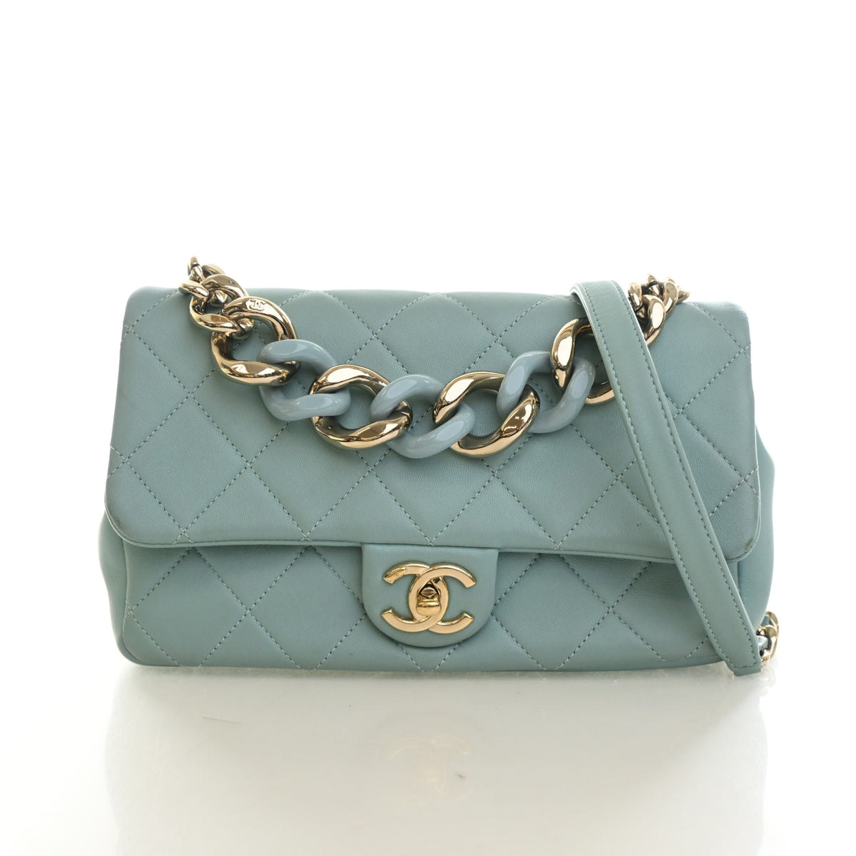 Pre-Owned Chanel Flap Bag Lambskin Elegant Chain, front view