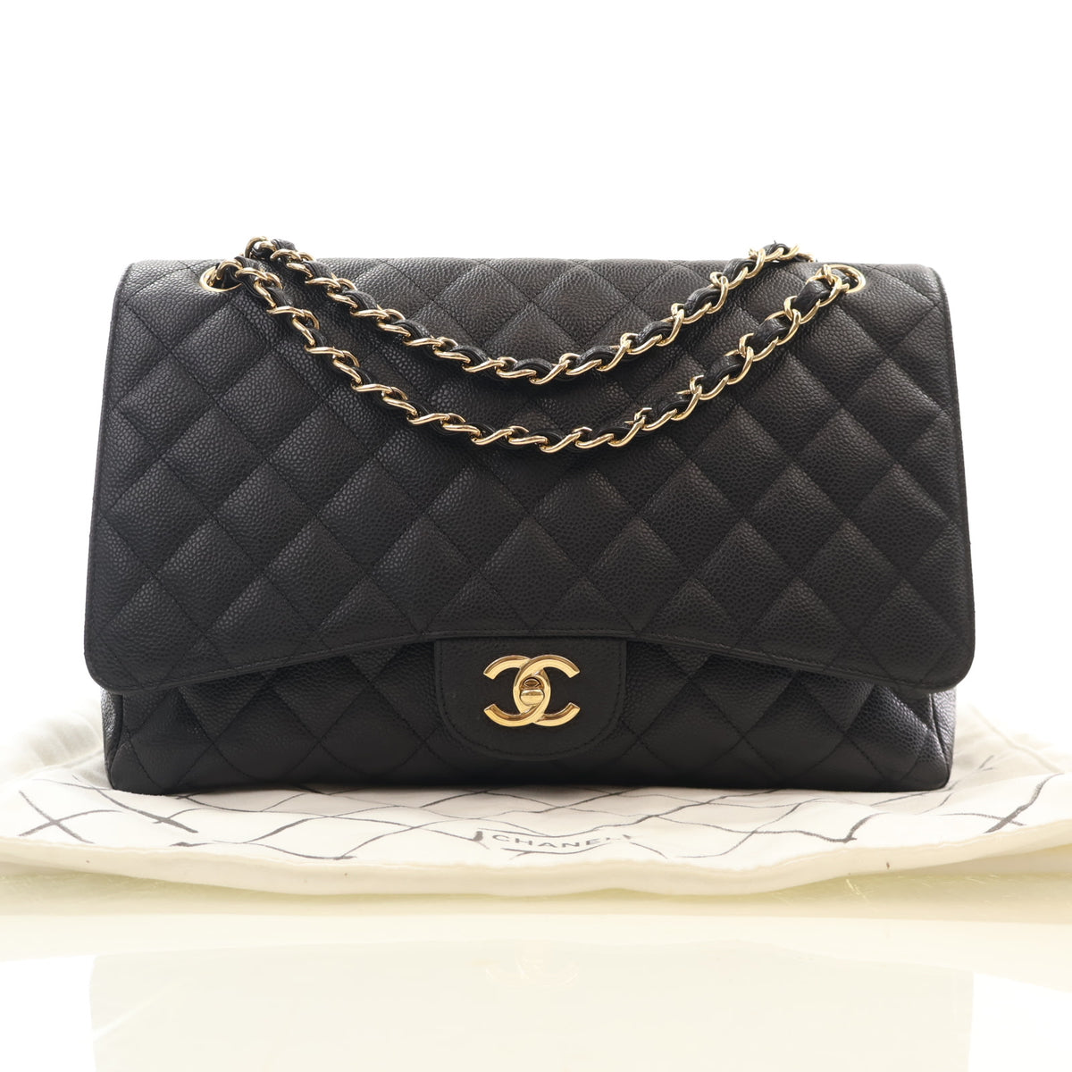 Pre-Owned Chanel Flap Bag Maxi Caviar Leather Classic Single, front view, photo 17 of 17