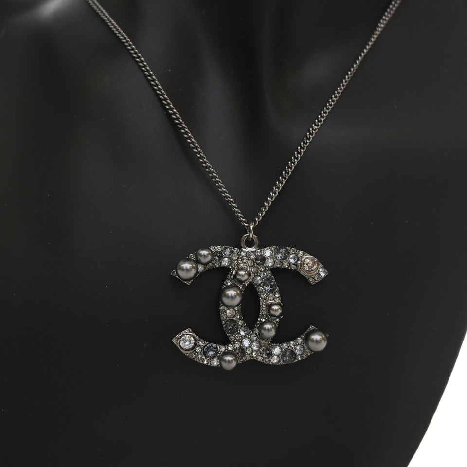 Chanel Large Crystal CC Pendant Necklace