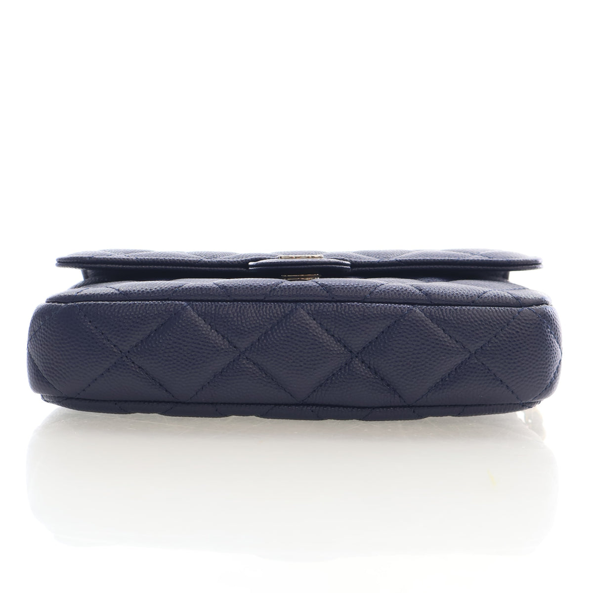 Pre-Owned Chanel Classic Flap Caviar Leather Phone Bag With Chain, base and feet view
