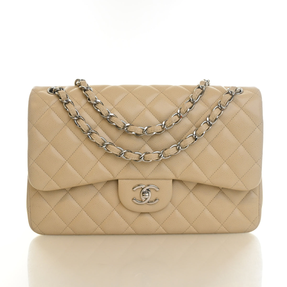 Pre-Owned Chanel Classic Double Flap Jumbo Caviar Leather Bag, authenticated at Luxe Du Jour