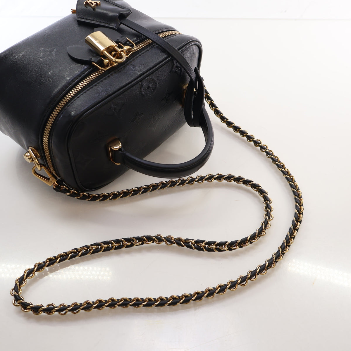 Pre-Owned Louis Vuitton Vanity PM Monogram Embossed Lambskin, strap and chain detail