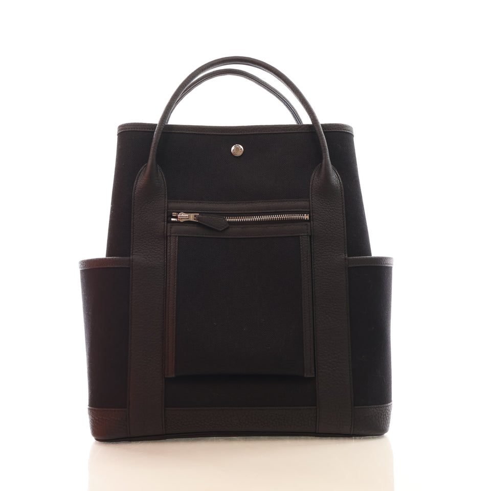 Hermes Noir Toile Garden Party Pockets Vertical Bag