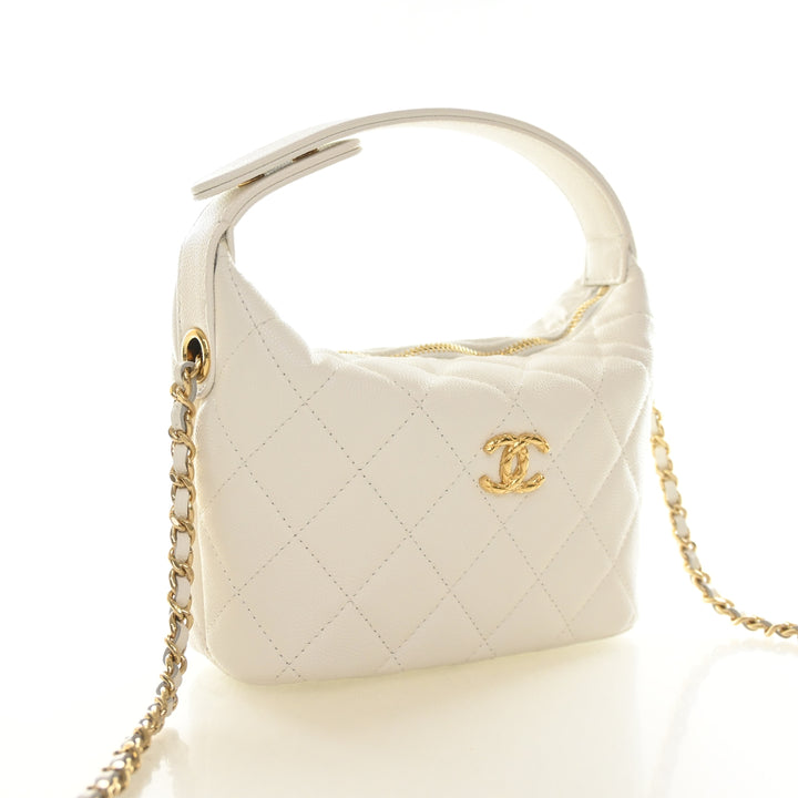 Chanel Caviar Hobo Clutch With Chain