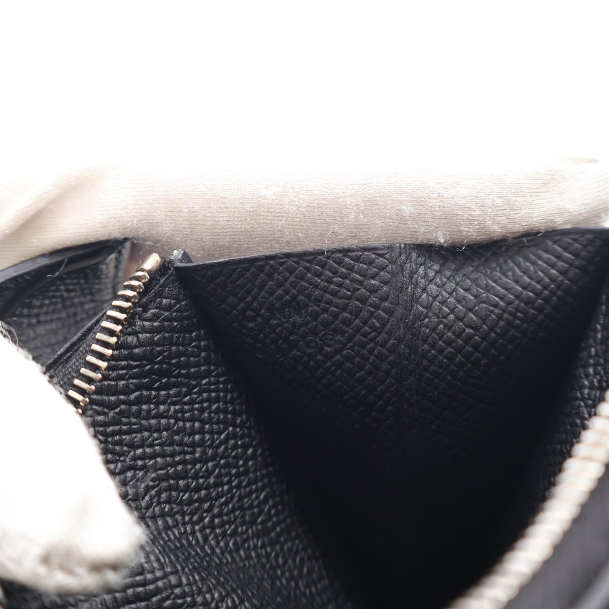 Pre-Owned Hermès Constance Noir Epsom Leather Slim Wallet, open interior with lining, photo 18 of 19