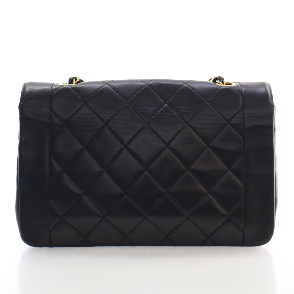 Vintage Chanel Flap Bag Medium Lambskin Diana, back view, photo 11 of 16