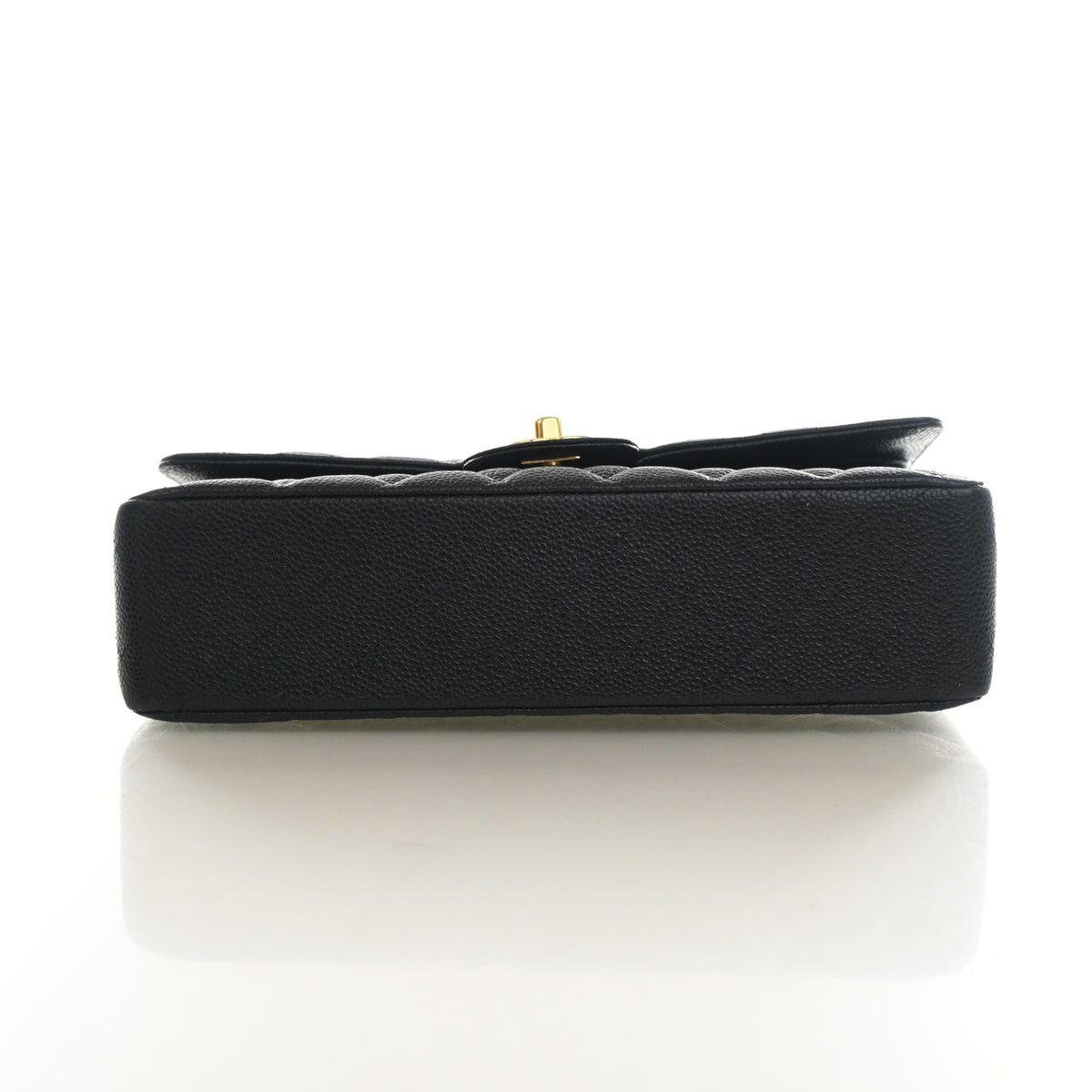 Pre-Owned Chanel Classic Double Flap Medium Caviar Leather Bag, base and feet view, photo 9 of 16