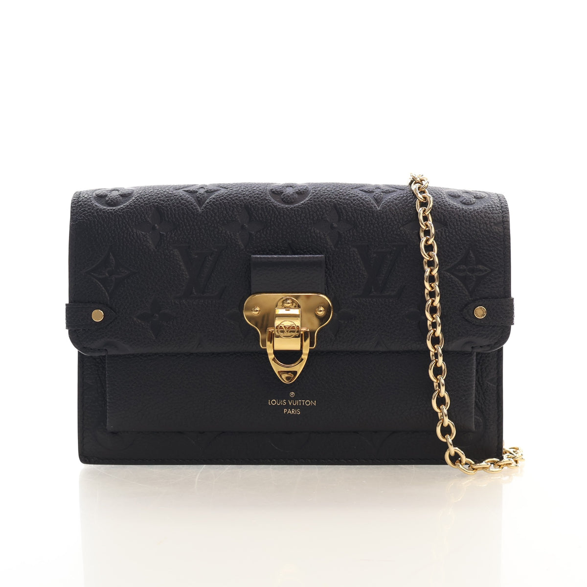 Pre-Owned Louis Vuitton Chain Wallet Monogram Empreinte Vavin, front view, authenticated at Luxe Du Jour