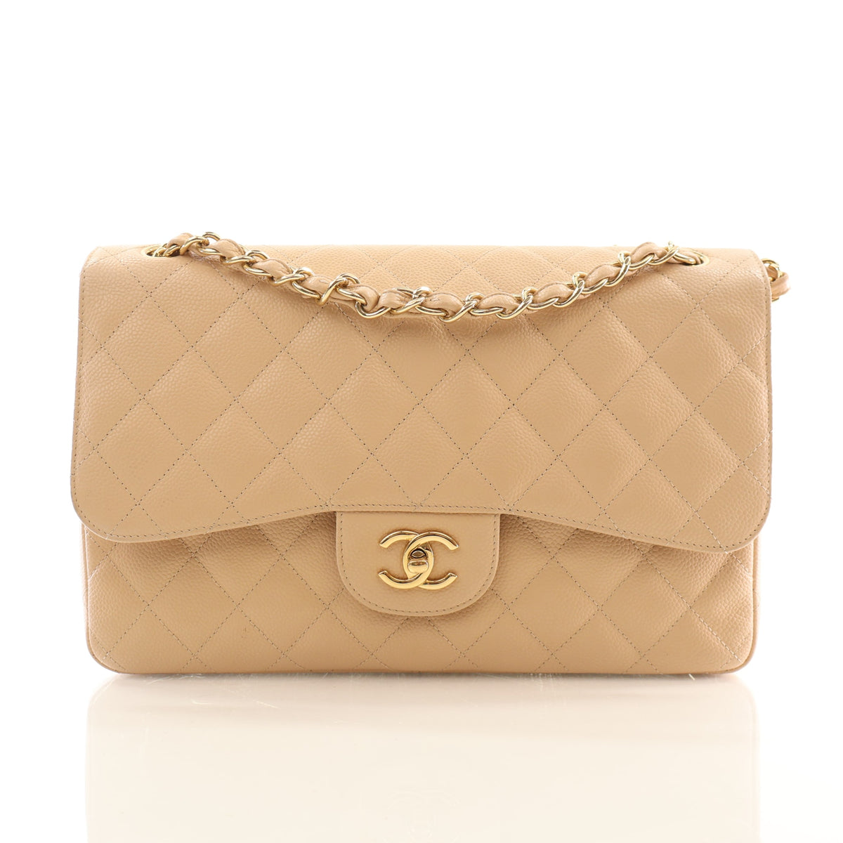 Pre-Owned Chanel Classic Double Flap Jumbo Caviar Leather Bag, photo 1 of 17