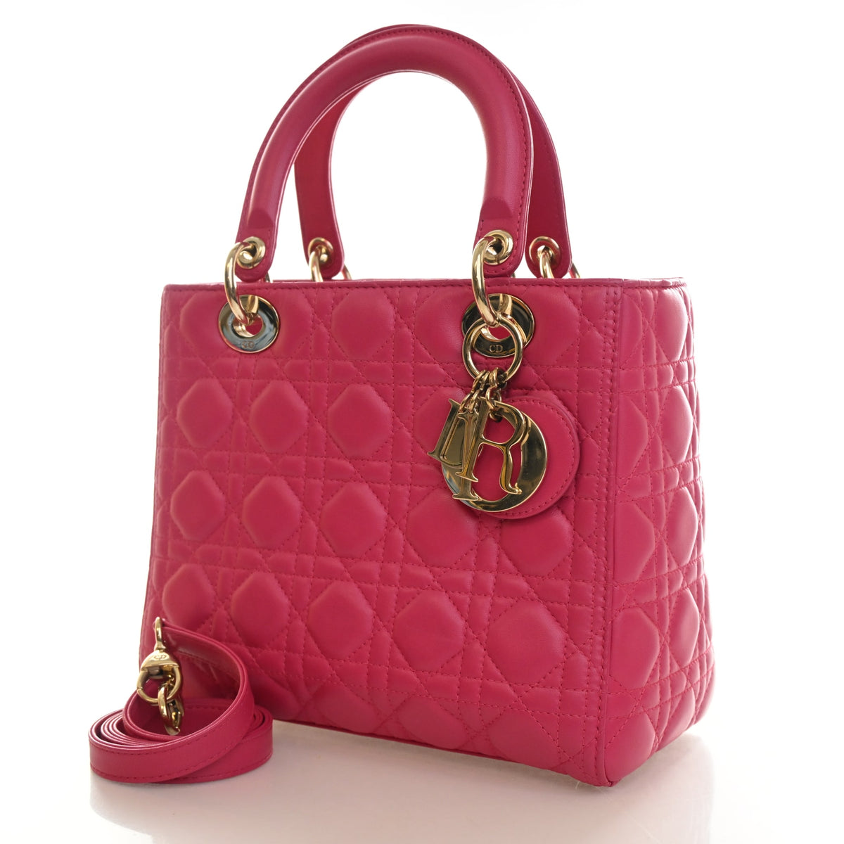 Pre-Owned Christian Dior Lady Dior Medium Lambskin, three-quarter view (4)