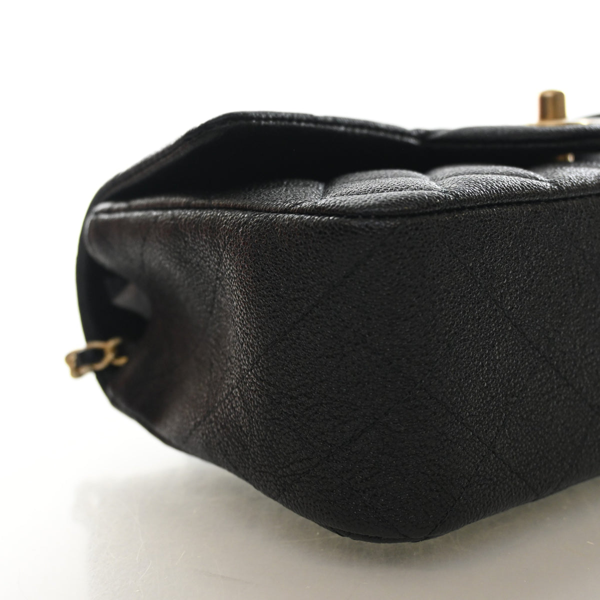 Pre-Owned Chanel Classic Flap Mini Caviar Leather Rectangular Top Handle Bag, side profile