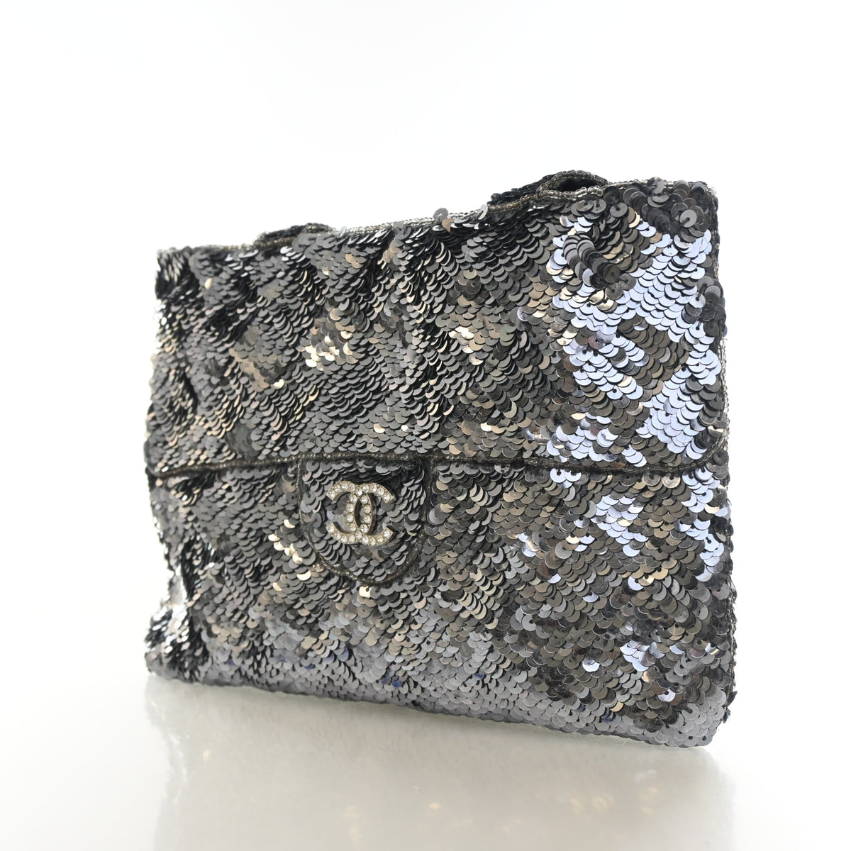 Vintage Chanel Tote Mini Sequin Trompe L'oeil, three-quarter view