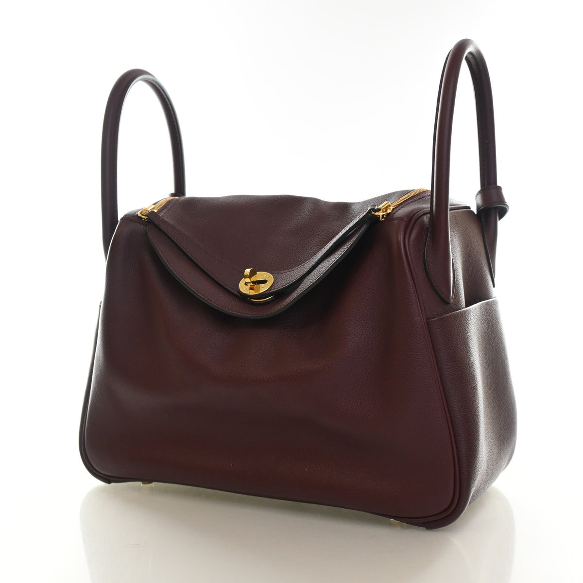 Pre-Owned Hermès Lindy 30 Rouge H Evercolor Leather, three-quarter view