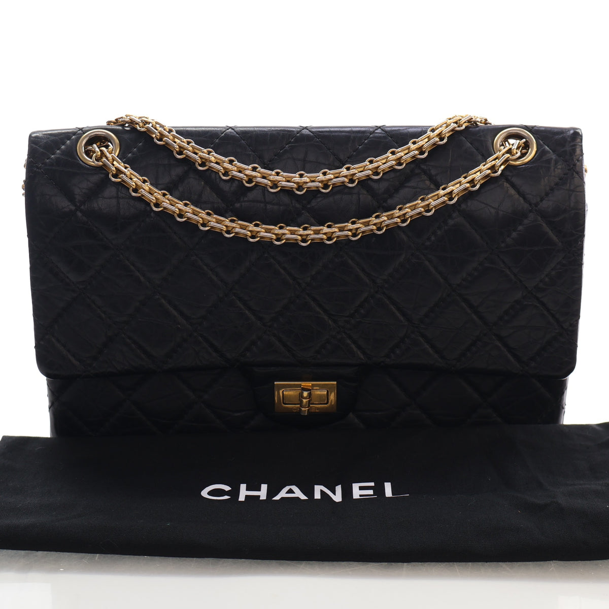 Pre-Owned Chanel Flap Bag Aged Calfskin 2.55 Reissue, front view