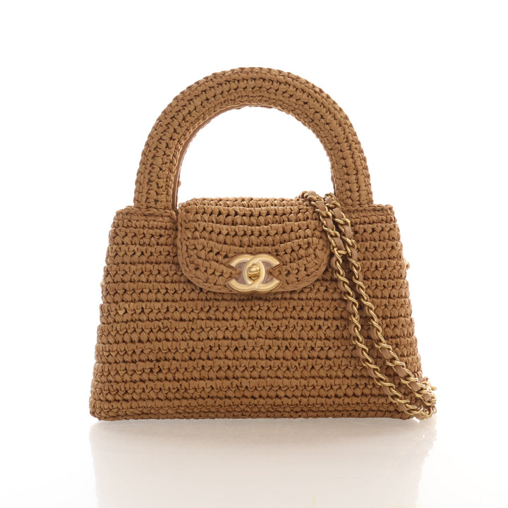 Chanel Nano Raffia Kelly Shopper