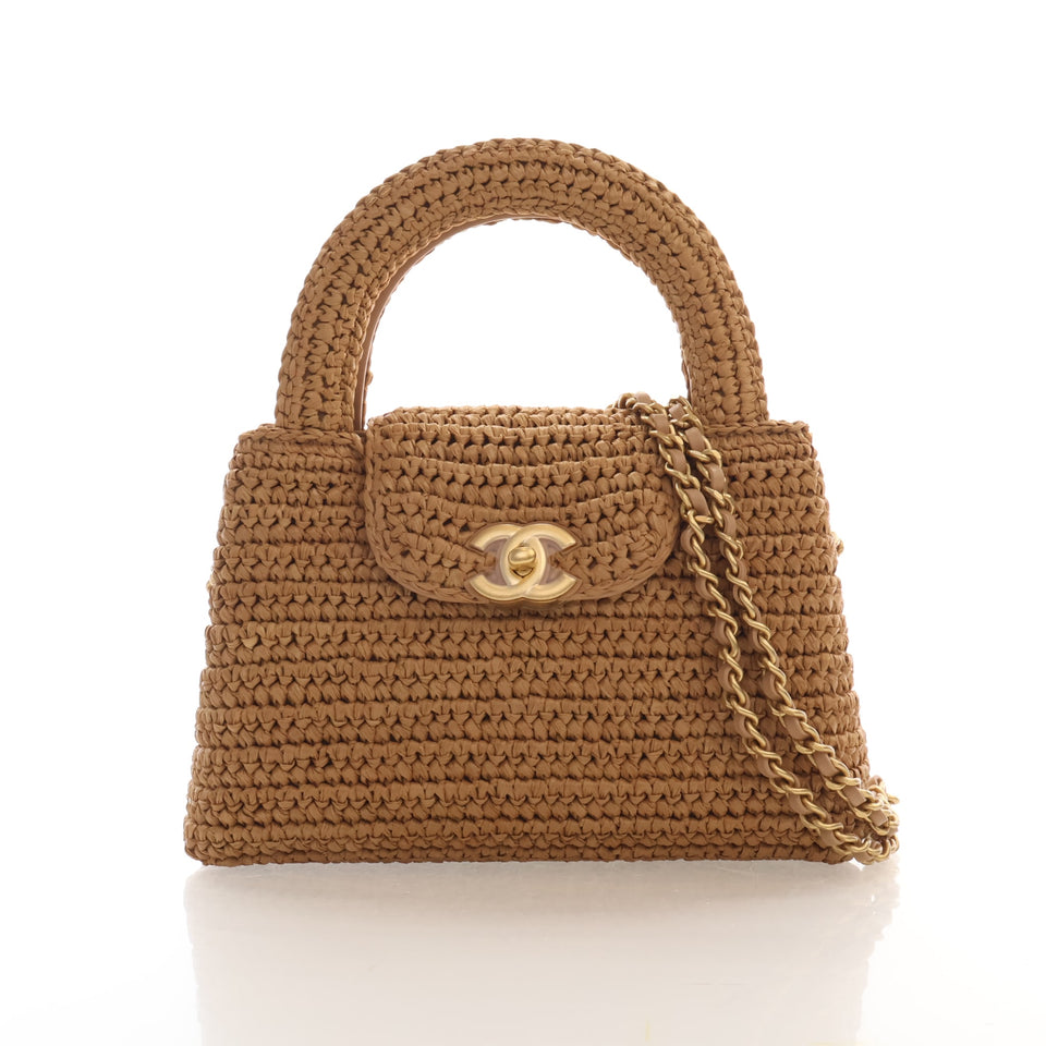 Chanel Nano Raffia Kelly Shopper