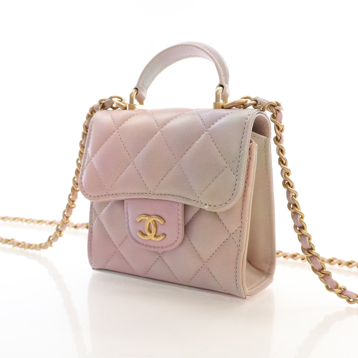 Pre-Owned Chanel Top Handle Mini Lambskin Flap Bag, front view, photo 3 of 19