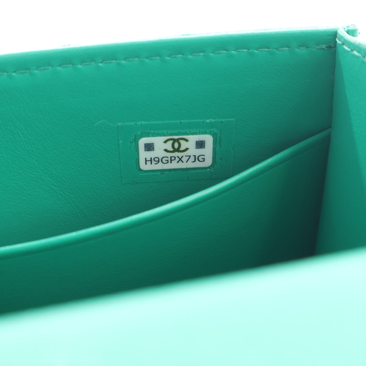 Pre-Owned Chanel Top Handle Mini Caviar Leather Flap Bag, open interior with lining, photo 16 of 17