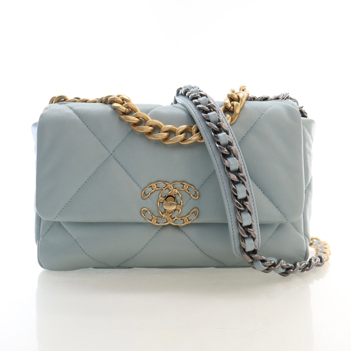 Pre-Owned Chanel 19 Flap Bag Medium Lambskin, authenticated at Luxe Du Jour