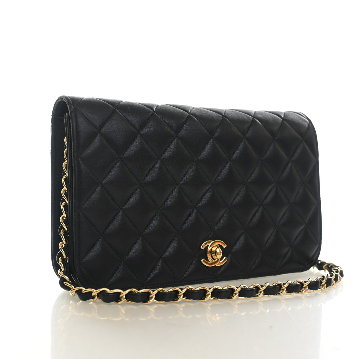 Vintage Chanel Shoulder Bag Full Flap, three-quarter view, authenticated at Luxe Du Jour