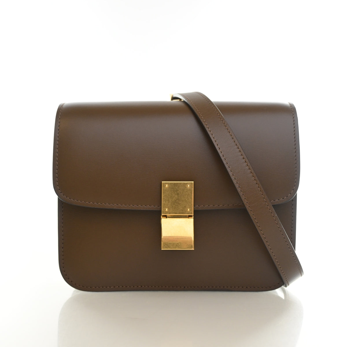 Pre-Owned Celine Teen Calfskin Classic Box Bag, front view, authenticated at Luxe Du Jour