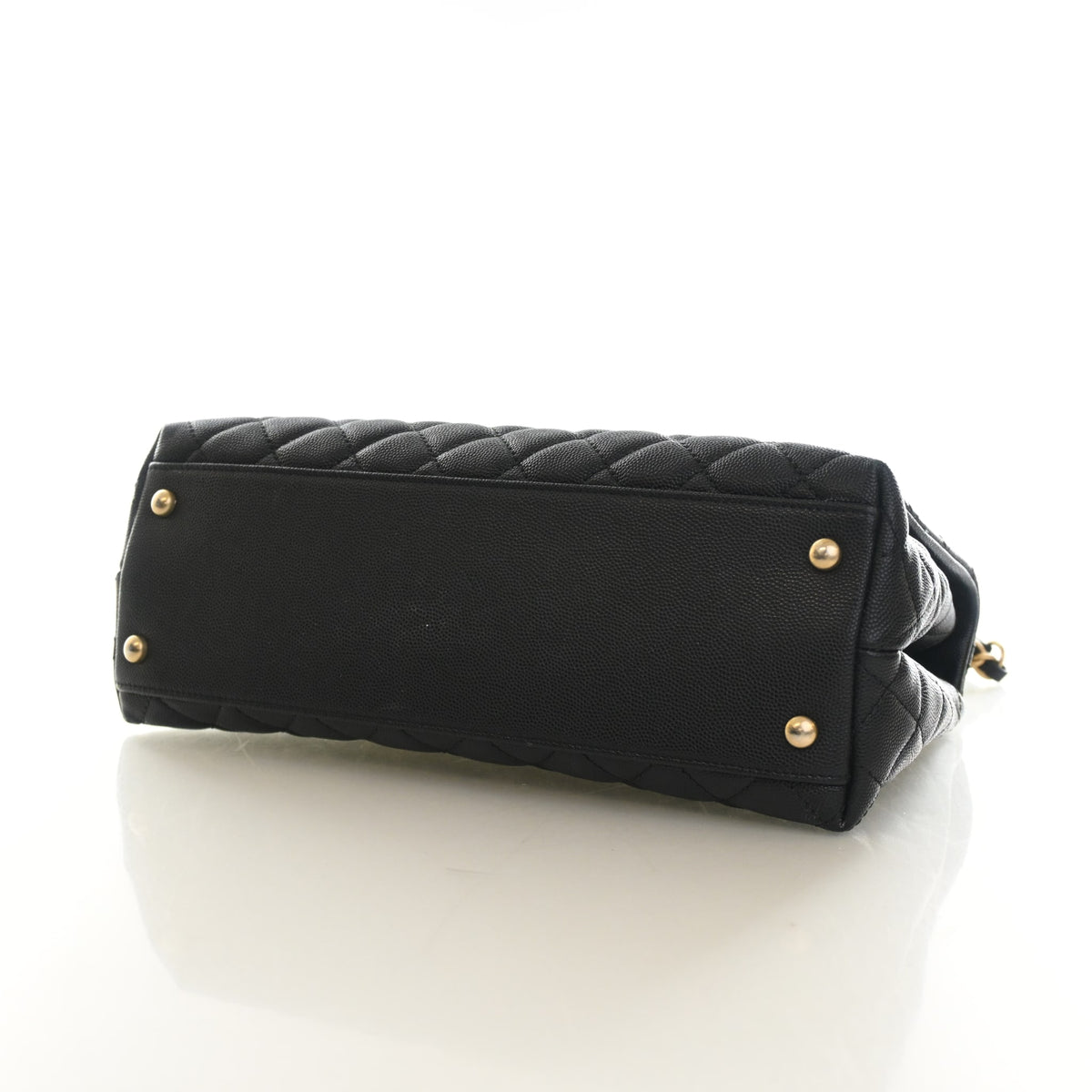 Pre-Owned Chanel Coco Handle Medium Caviar Leather Bag, base and feet view, photo 7 of 14