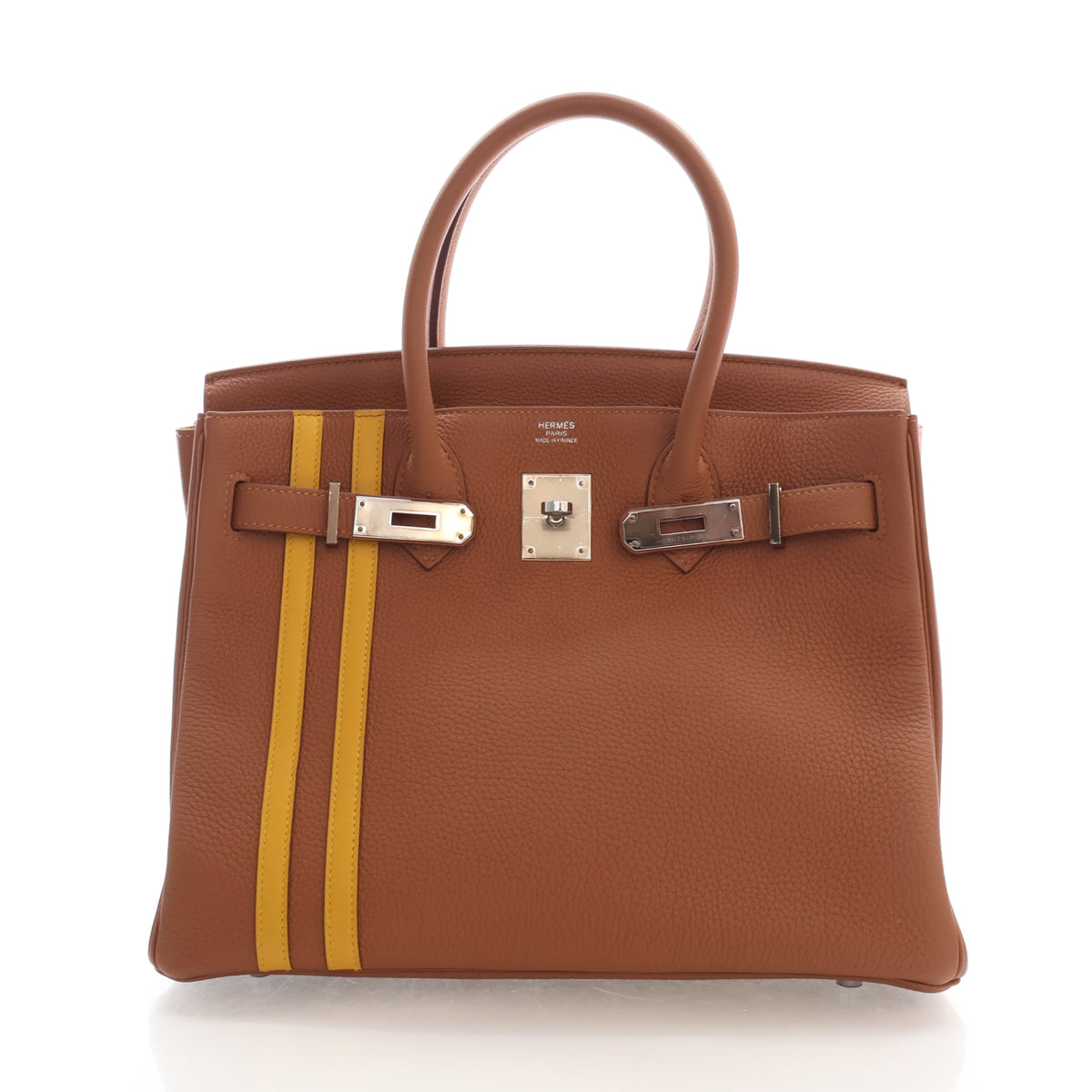 Pre-Owned Hermès Birkin 30 Gold Togo Leather Officier, front view