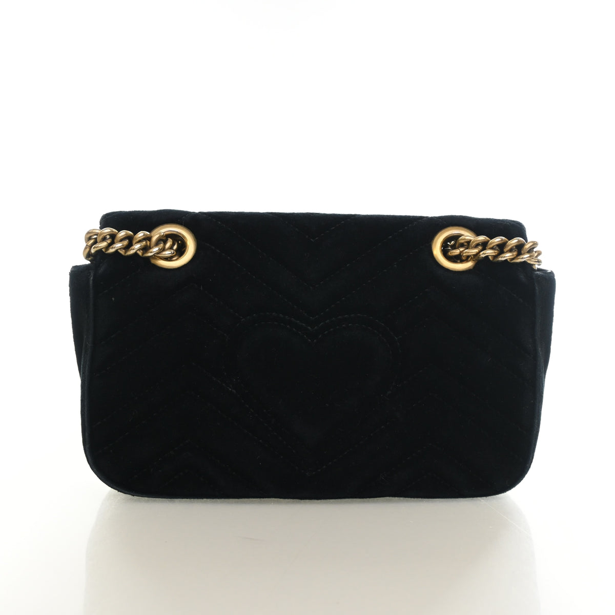 Pre-Owned Gucci Flap Bag Mini Velvet Marmont, front view