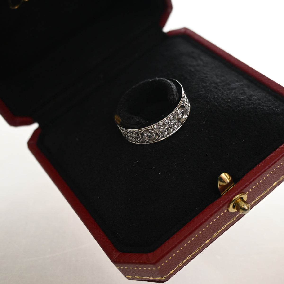 Cartier 18K White Gold Classic Model Pave Love Ring Sz 57, photo 7 of 8