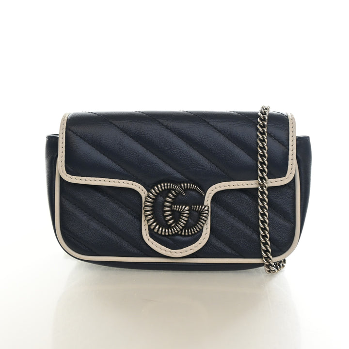 Gucci Super Mini Calfskin GG Marmont Flap Bag
