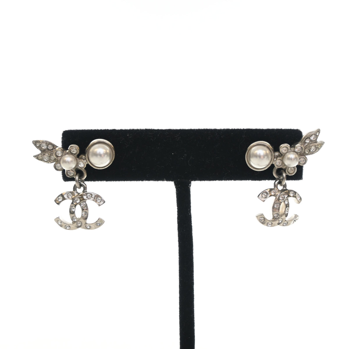 Pre-Owned Chanel Crystal CC Drop Earrings, front view
