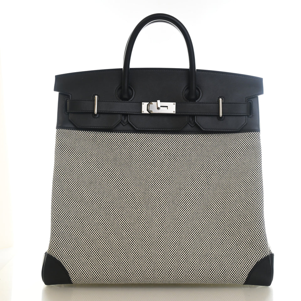 Hermes Noir Criss Cross Toile HAC Birkin 40