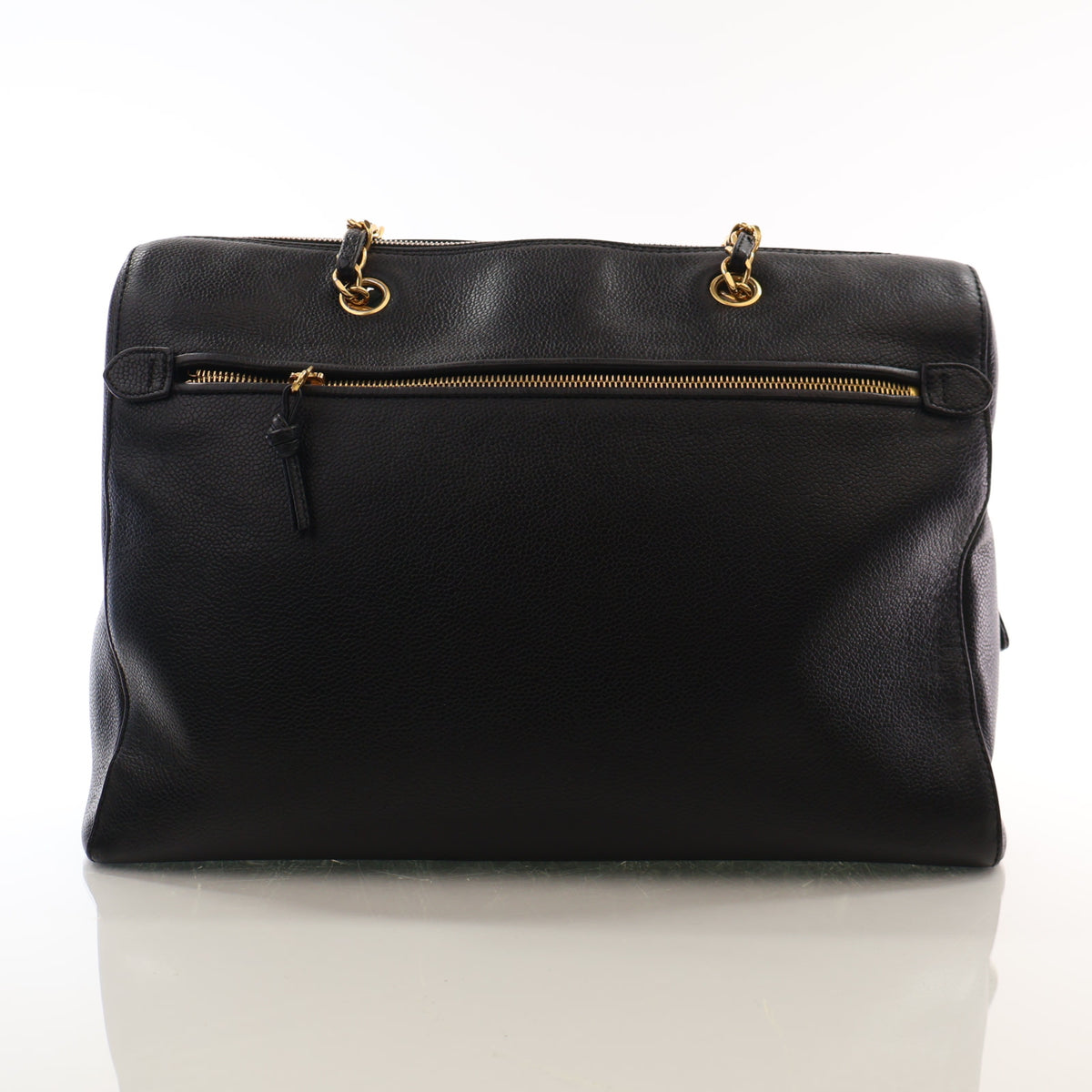 Vintage Chanel Caviar Leather Bowling Bag, back view