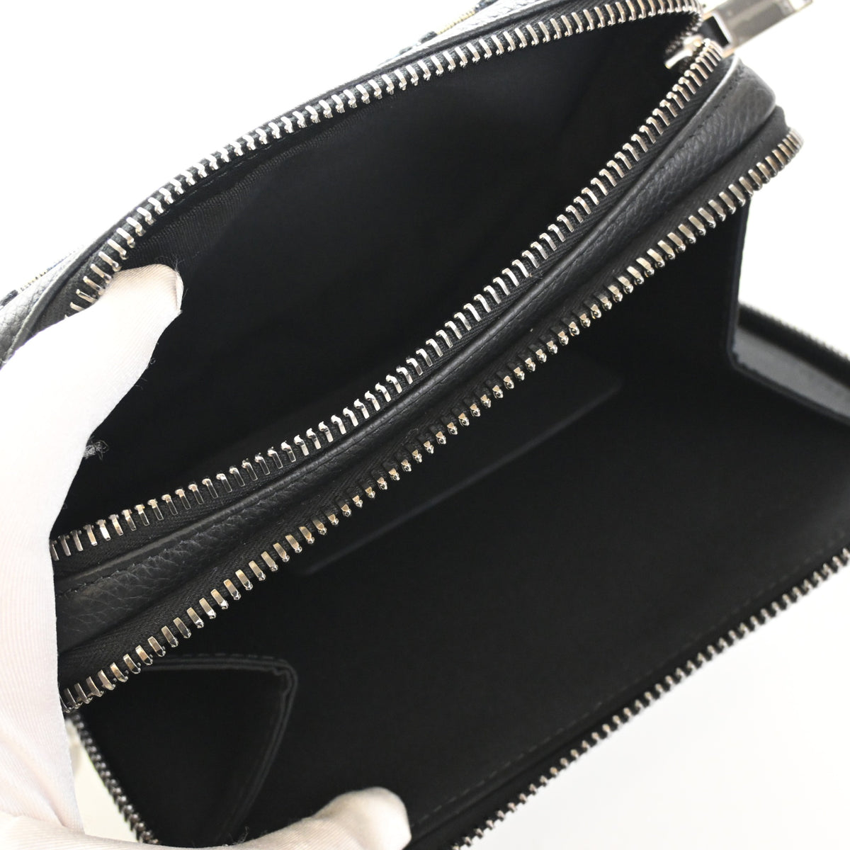 Pre-Owned Christian Dior Oblique Zipped Pouch With Strap, open interior with lining