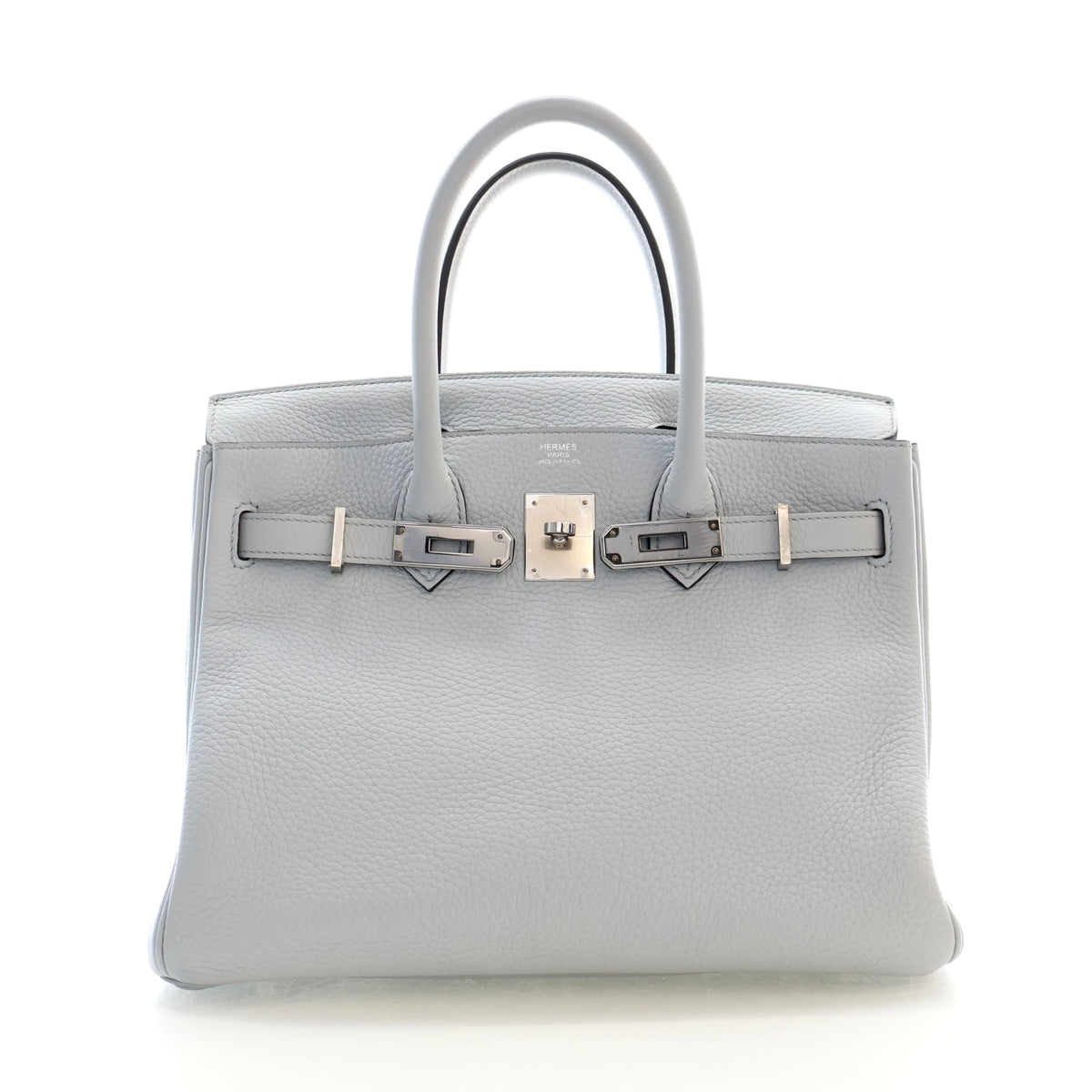 Pre-Owned Hermès Birkin 30 Bleu Pale Togo Leather, front view