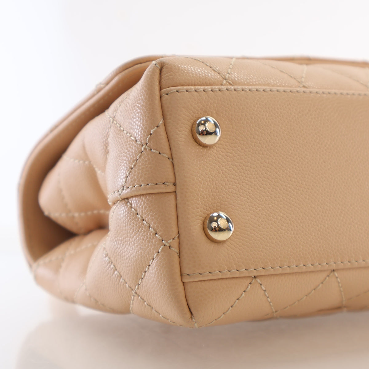 Pre-Owned Chanel Coco Handle Mini Caviar Leather Bag, base and feet view, photo 6 of 19