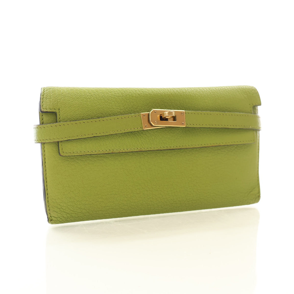 Hermes Vintage Vert Anis Chevre Mysore Kelly Long Wallet, photo 2 of 18